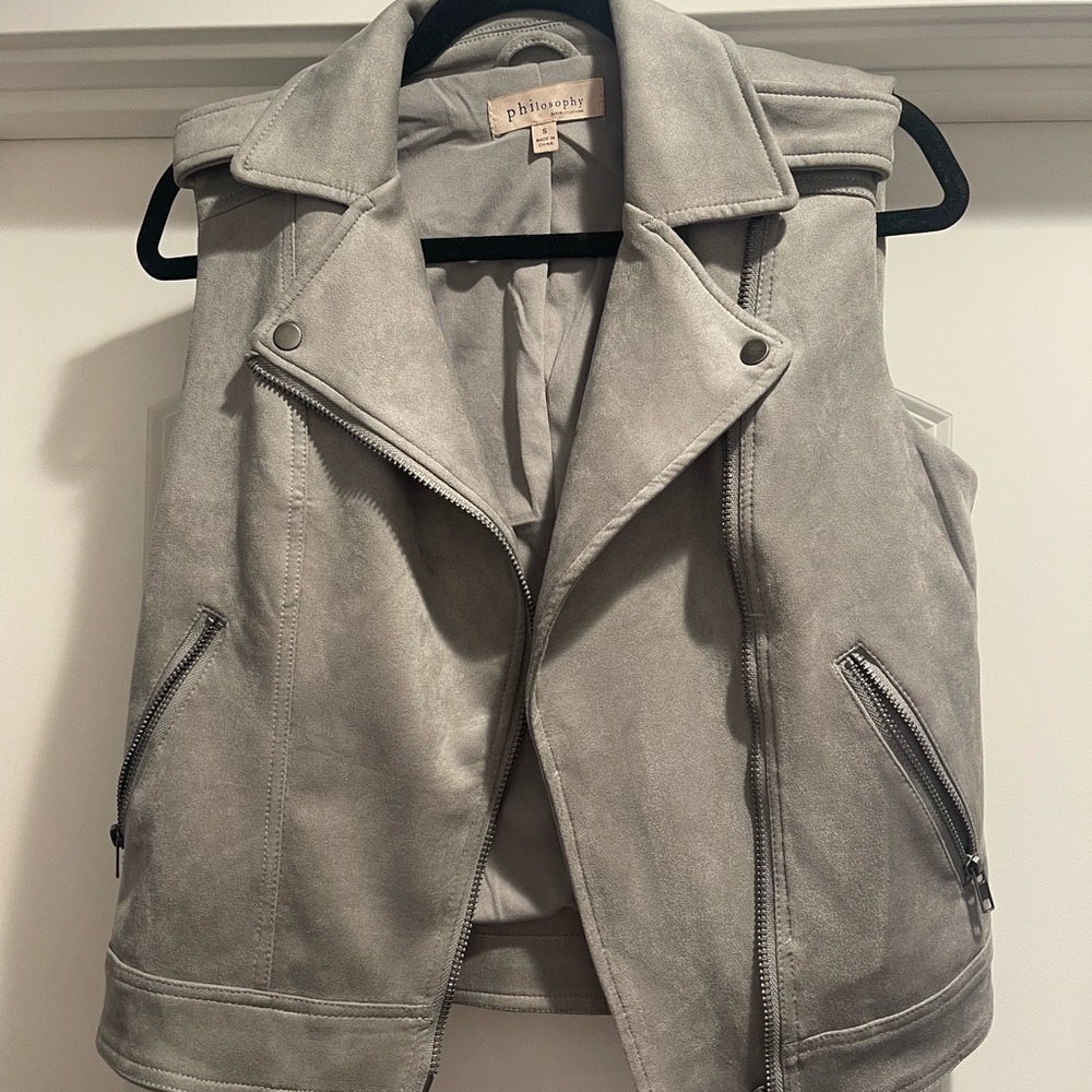 Philosophy Grey faux suede vest. Size small
